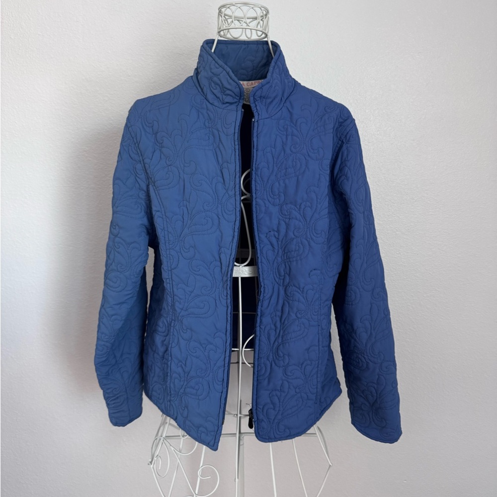 Nina Capri Blue Puffer Jacket with Cropped Silhouette